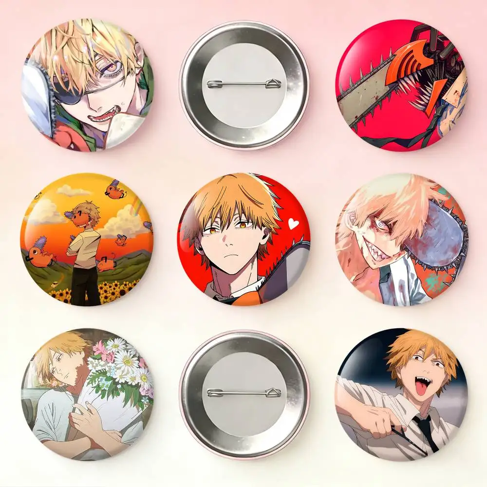 

C-Chainsaw-man Denji Laser Badge Creative Pins Brooch for Bag Clothes Hat Decor Gifts Fans Collect