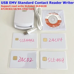 ISO7816 iletişim EMV SIM eID akıllı çip kart okuyucu yazar programcı için İletişim bellek çip kartı + 2 adet Test kartları ve SDK kiti