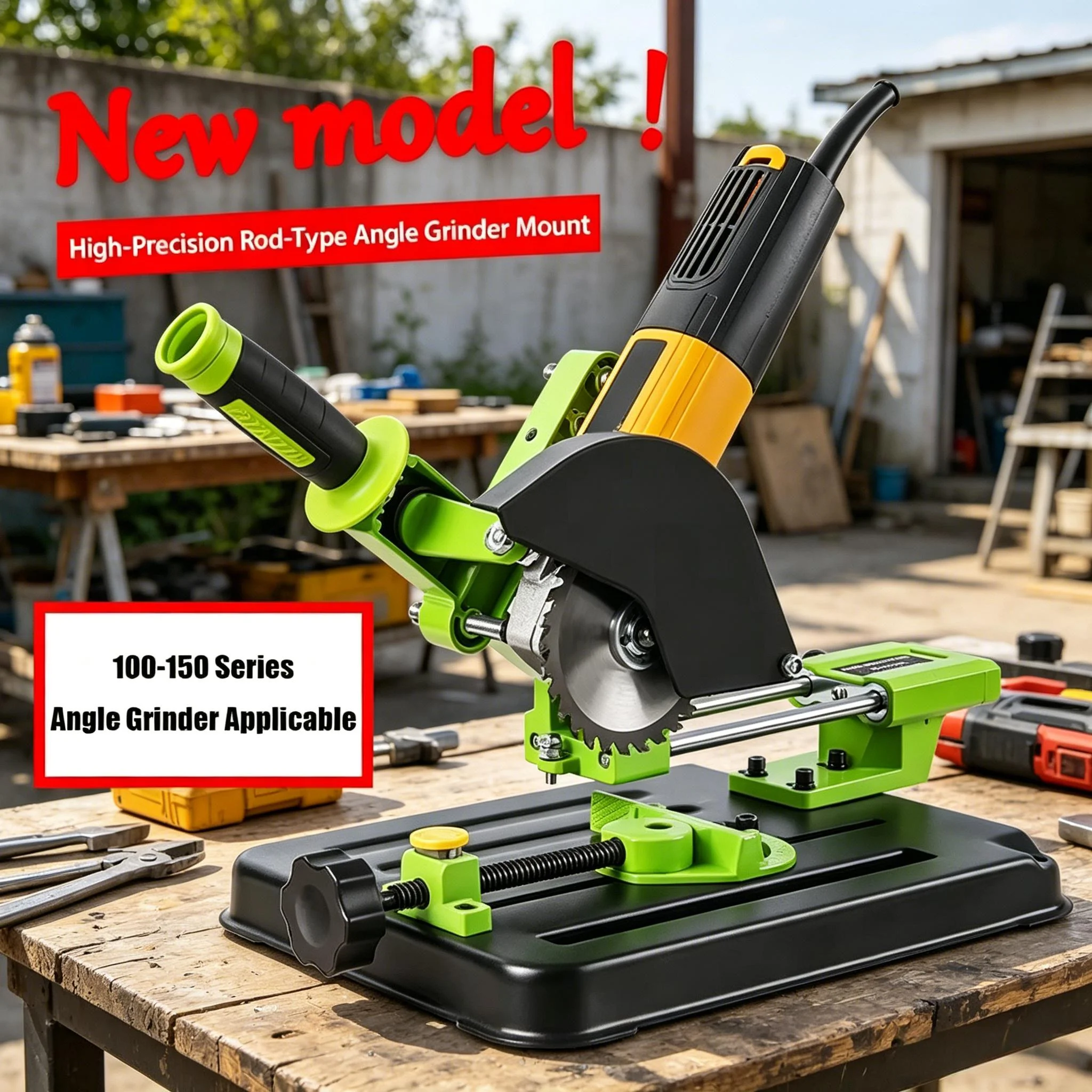

Multi-functional Angle Grinder Mount with Dual-Track Sliding Design, Heavy Duty Base, 60mm Cutting Depth, 45° Bevel Cut Bracket