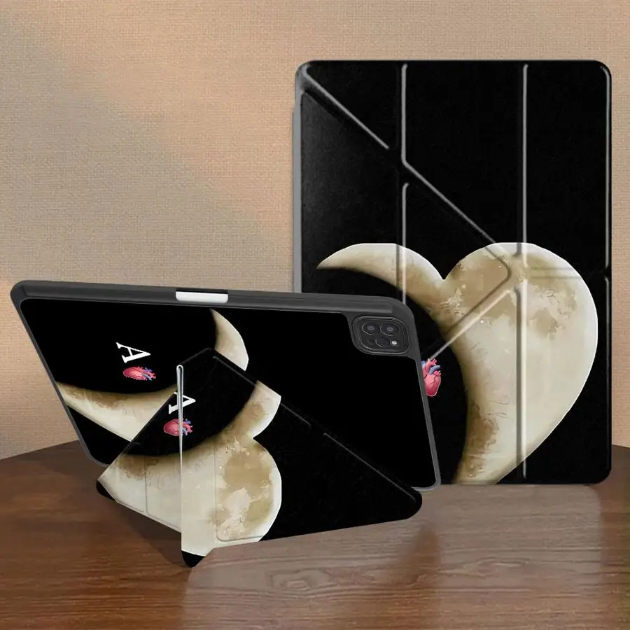 Holder Cover Tablet Case For iPad Pro 2025 Pro 11th 10th 9th 8th 7th 12.9inch Air 4 5 M3 M2 M4 11inch Mini 6 7 Love Moon Letter
