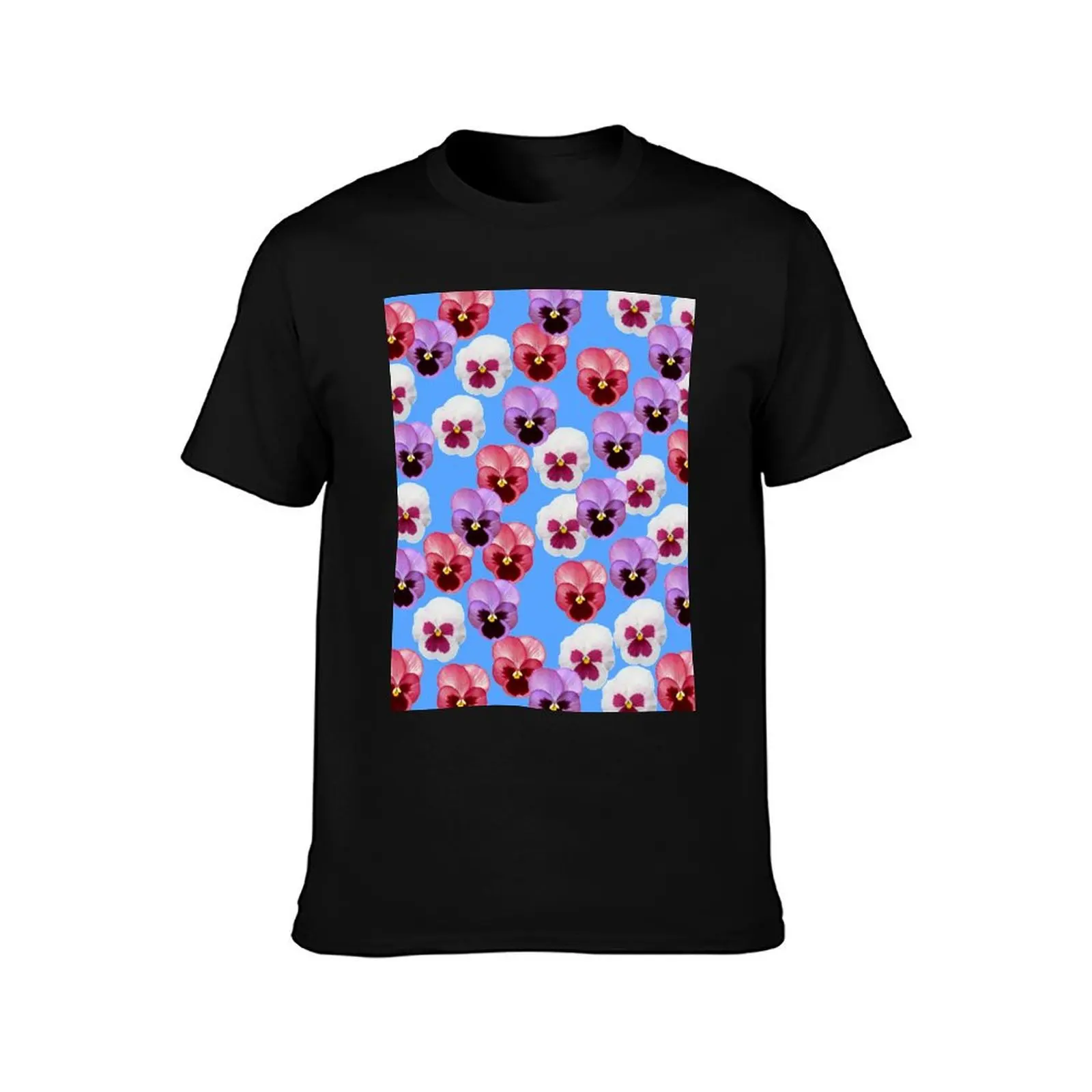 Pink Purple White Pansies T-Shirt Aesthetic clothing oversizeds man clothes mens workout shirts