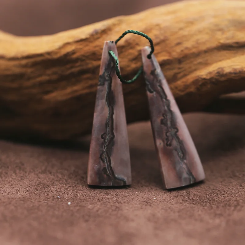 

Women's Natural Stone Chohua Jasper Triangle Long Earrings Fashion Jewelry Earring Beads Accessory 37x11x4mm 4.5g