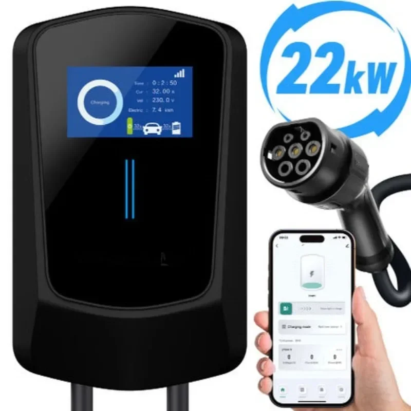 Tary Lily Wallbox 22kw Level 2 Fast Charging Station EV Wall Charger 32A Wall Mount EV Charger 3 Phase