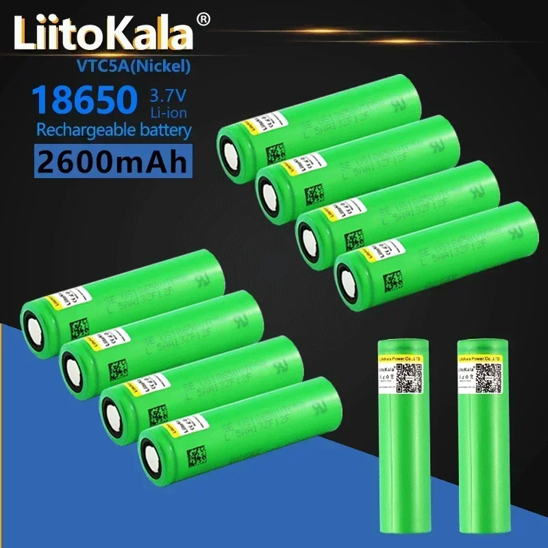 LiitoKala original 18650 2600mAh Battery VTC5A-N 3.7 V Discharge 20A Dedicated Battery Power for + DIY Nickel