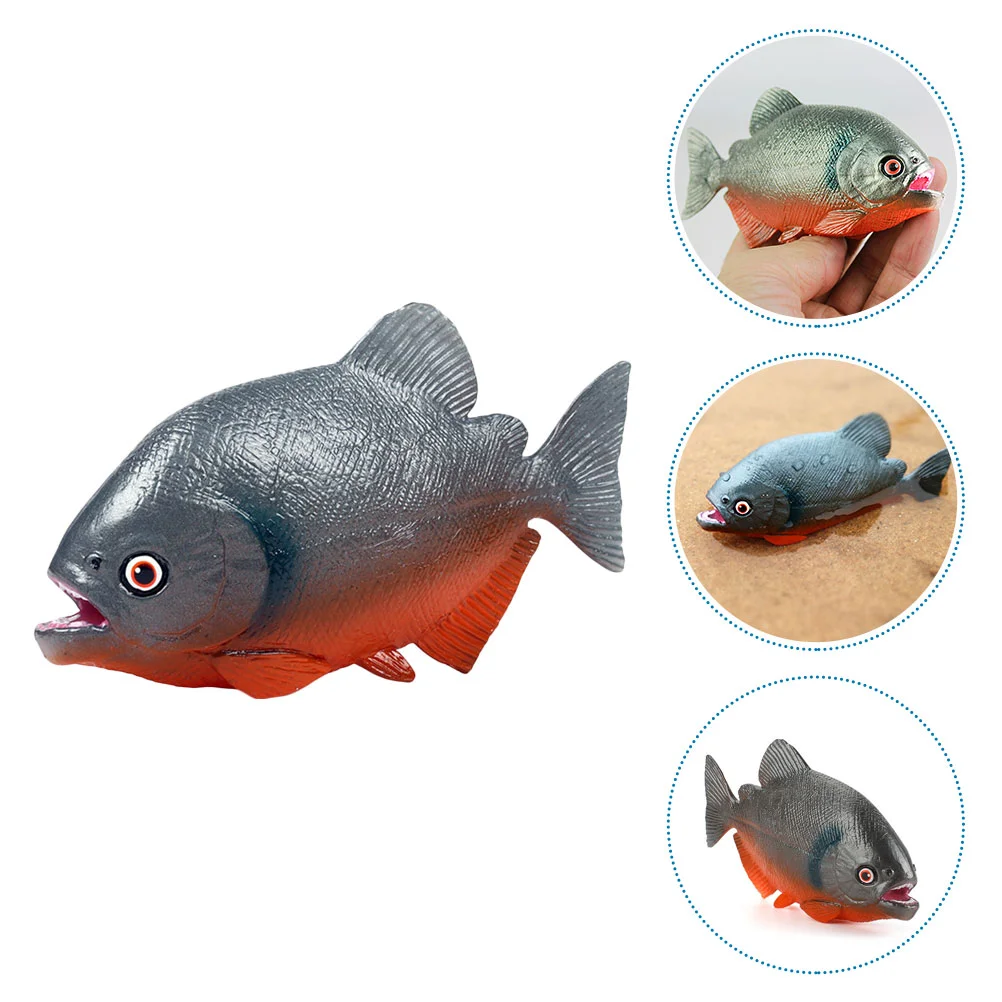 Artificial Fish Model Ferocious Piranha Toys Fake Fish Simulation Ornament Plastic Figurine Children Cognitive Food