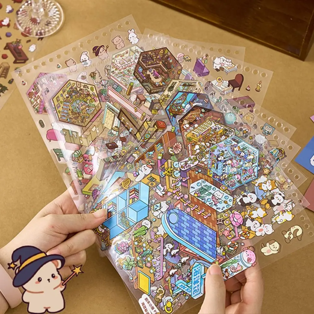 

ПЭТ миниатюрные пейзажные наклейки коллекция катушек переплет декомпрессия 3D пейзажная наклейка визуальное укладка