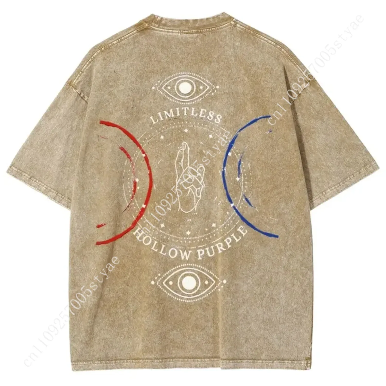 Anime  Gojo Satoru Print T-shirt Men Women Clothing Vintage Washed Tee Oversized Cotton T Shirt Harajuku Tshirt view 3