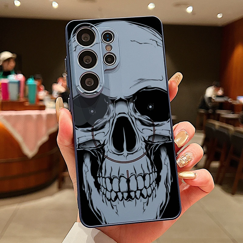 Magnetische Handyhülle mit menschlichem Schädel-Print für Samsung Galaxy S26 S25 Ultra S24 S23 FE A17 A57 A56 A37 A16 A35 A55 A15 A36 A25 Cover