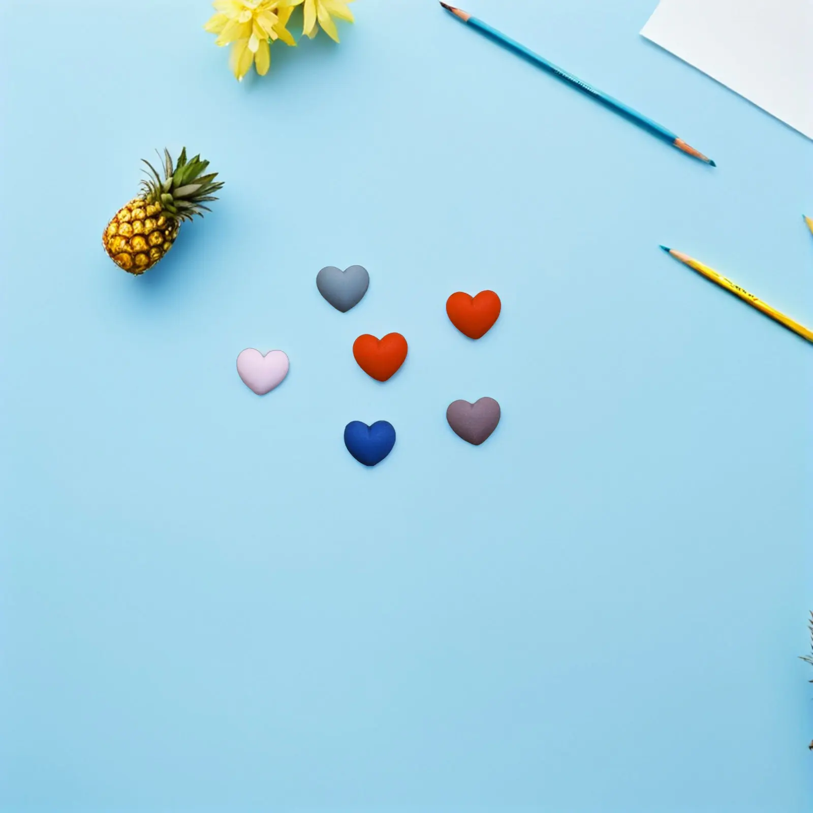 30Pcs Resin Heart Thumbtacks Cute Pastel Decorative Push Pins for Cork Board Bulletin Board Photo Postcard Map Wall Home Office