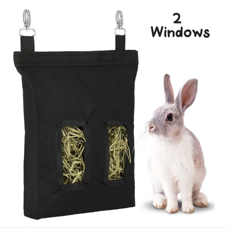 Hay Bag Hanging Pouch Feeder Holder Feeding Dispenser Container for Rabbit Guinea Pig Small Pet Animals Oxford cloth