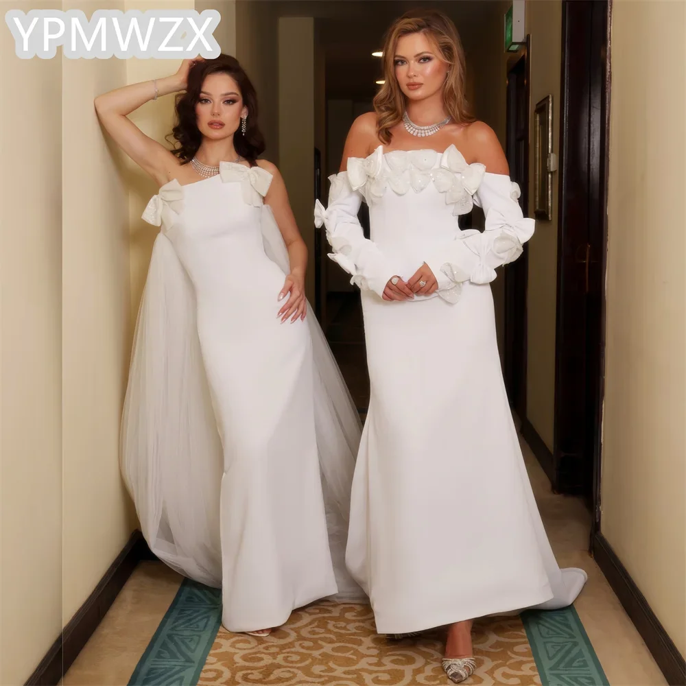 

Customized Party Dress Occasion Prom Gown Evening Formal YPMWZX Strapless Column Floor Length Skirts Vertically Bespoke