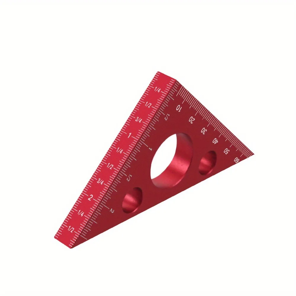 

2in/6cm Right Angle Triangle Height Ruler Imperial and Metric Scales Frosted Aluminum Triangle Ruler 45/90 Degrees