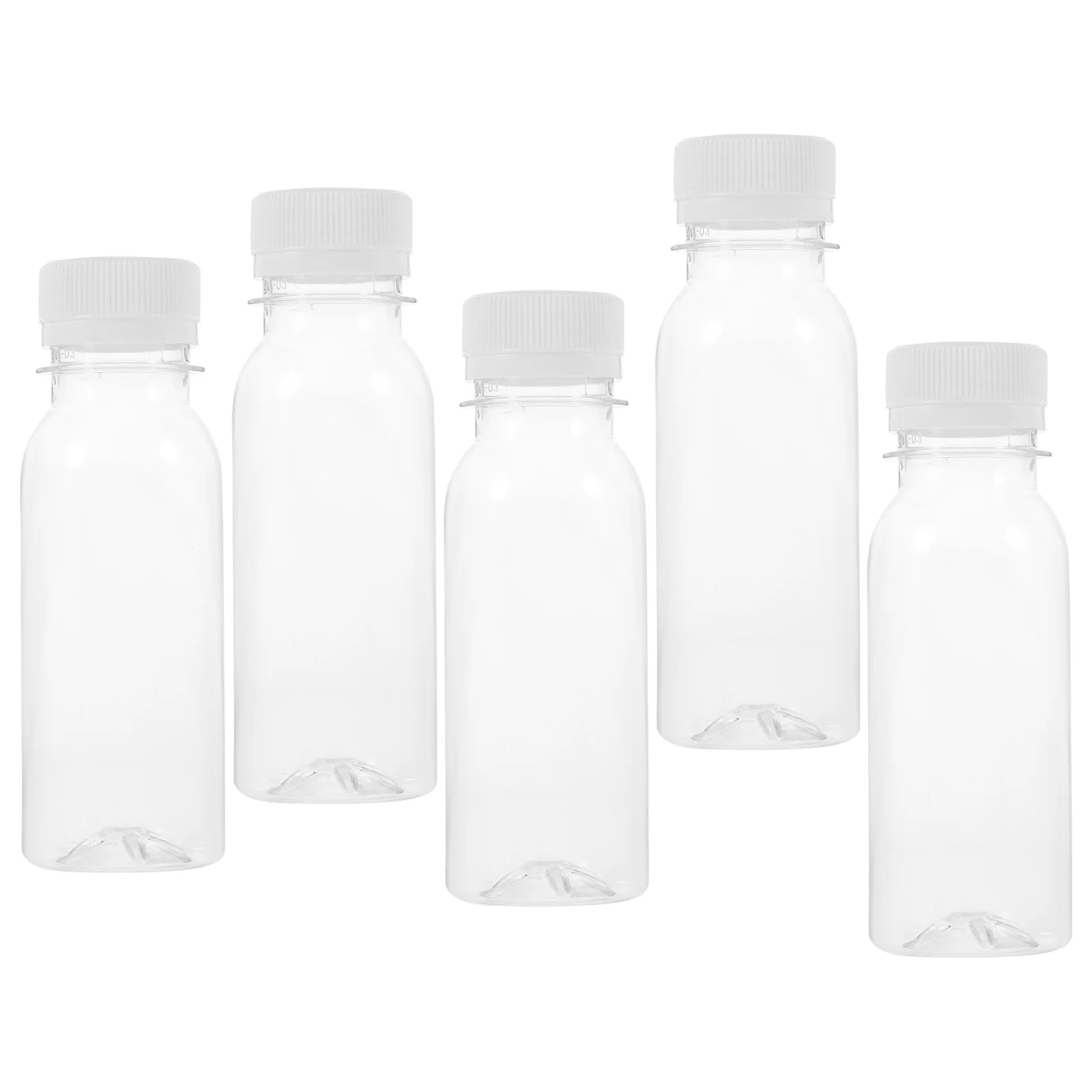 5 Pcs 100ml Transparent Pigment Bottle Flask Water Bottles Plastic with Caps Small Milk Drink Juice Travel Beverage for Juicing