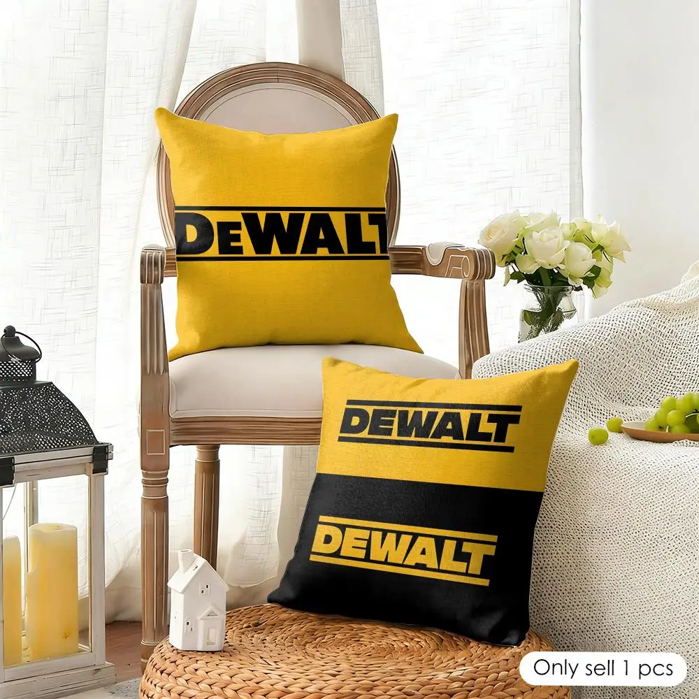 Simple D-Dewalts Logo Cushion Cover Organic Linen Square Pillow Case Durable Non-Allergenic And Kind To Skin