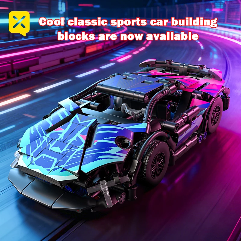 ToylinX 321PCS Mini Cyberpunk Klassieke Sportwagen Bouwstenen Collectible Voertuig Model Desktop Decor Instapmodel Speelgoed Bakstenen