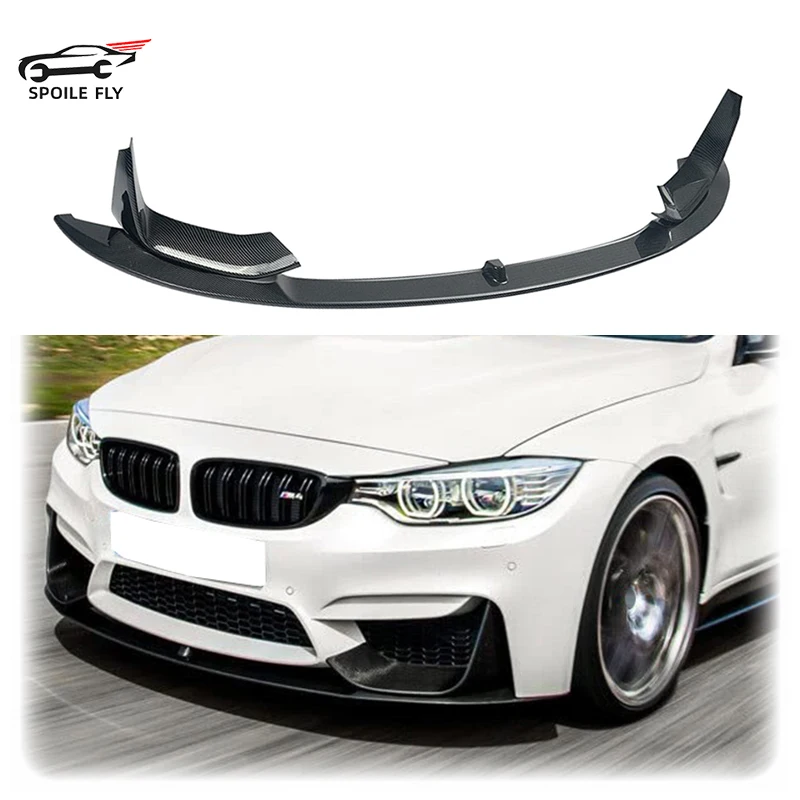 4x High Quality ABS For BMW M3 F80 M4 F82 MP Style·2014-2020 Car Front Bmuper Lip Spoiler Glossy Black Or Carbon Fiber Look 