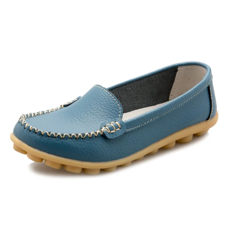 New Spring Autumn Women Leather Flat White Shoes Adult Soft-soled Loafers Nurse Shoes Ladies Low-cut Round-toe Casual Shoes Moms view 5