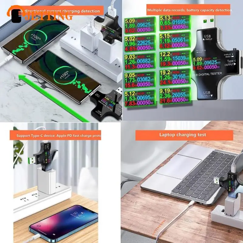 신형 C 타입 PD USB 테스터 DC 디지털 전압계, 전압 전류 계량기 전류계 감지기, 보조배터리 충전기 표시기