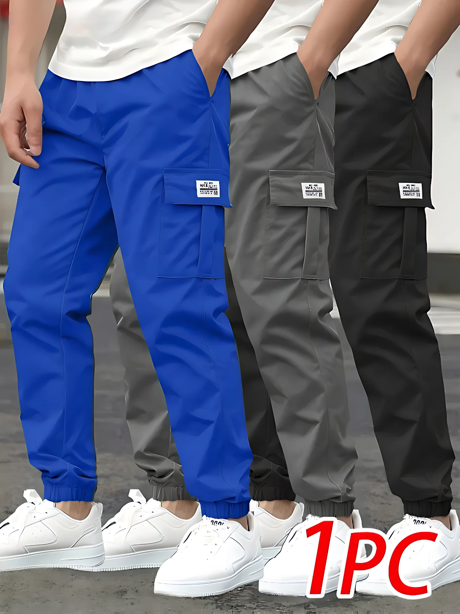 

Men's Cargo Pants Sweatpants Outdoor Bunched Long Trousers Casual Autumn Multi-Pocket Durable Workwear Male Bunched feet Trouse
