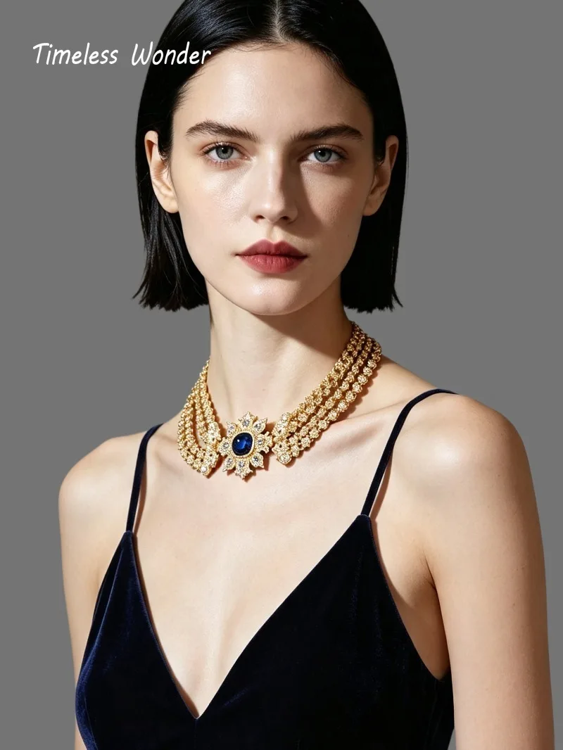 Timeless Wonder Fancy Zircon Floral Geo Pave Necklace Women Designer Jewelry Top Rare Trendy Classy Vintage 4612