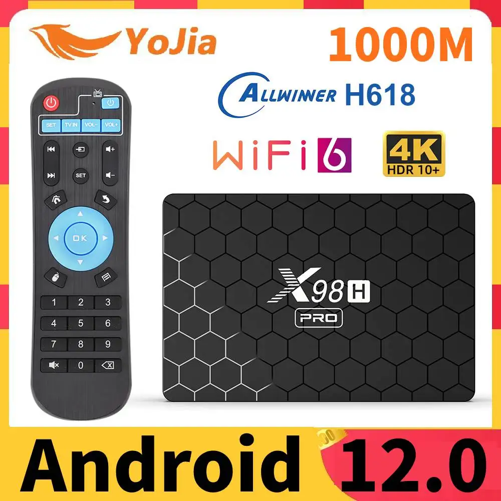 

Smart TV Box Android 12.0 Allwinner H618 6K Android 12 Media Player Quad Core Wifi6 1000M HD In Google Voice BT Set Top Box