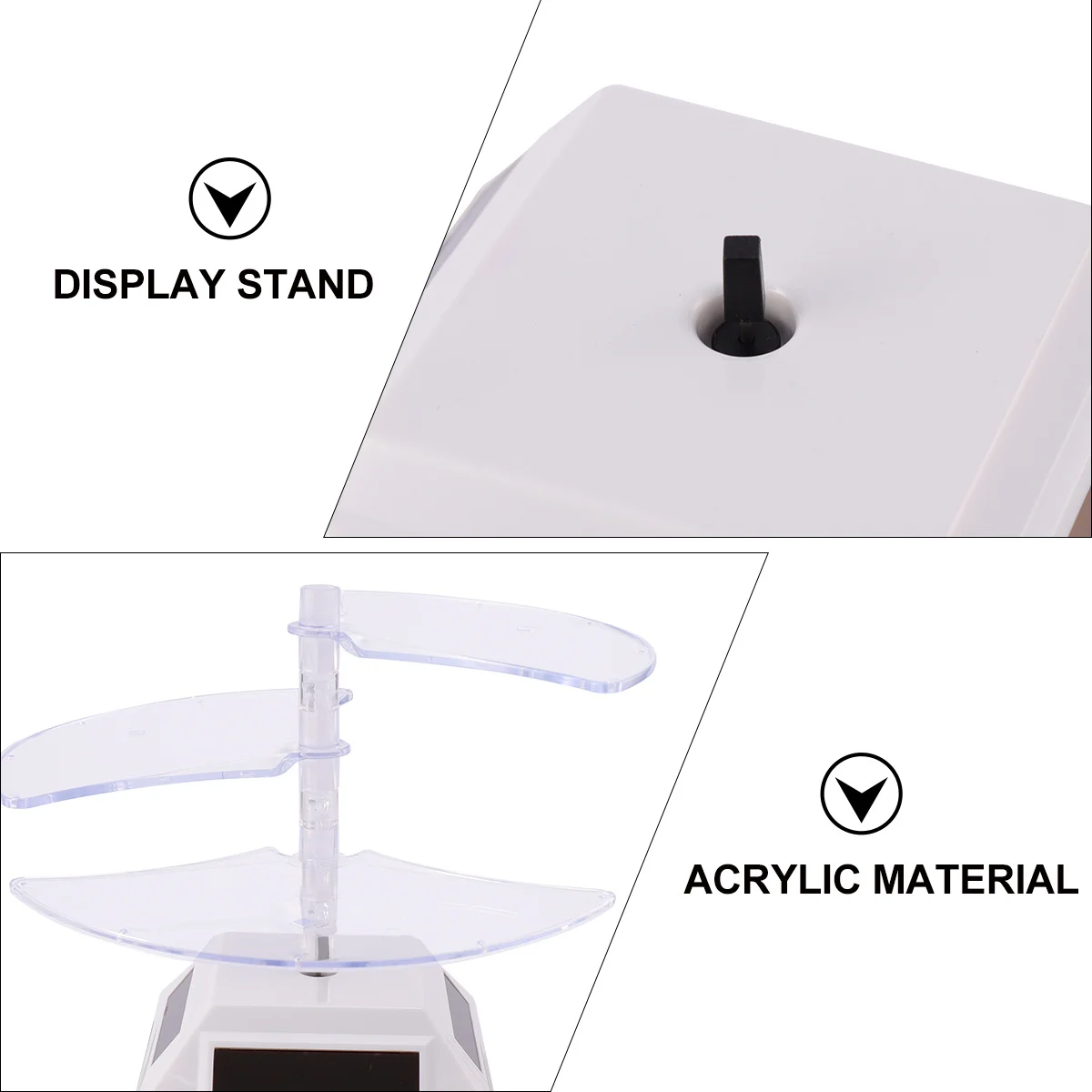 

3 Layer Solar Showcase 360 Rotating Turntable Jewelry Display Stand Eco-Friendly Low Power Reversible White