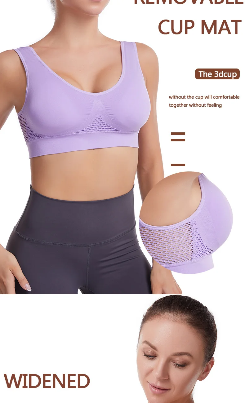 Stoßfester Sport-Yoga-BH für Frauen mit herausnehmbaren Brustpolstern, S-7XL, sexy elastischer Rücken, Baumwoll-Schlaf-BH, bequemes Schlafoberteil. – Detail 8