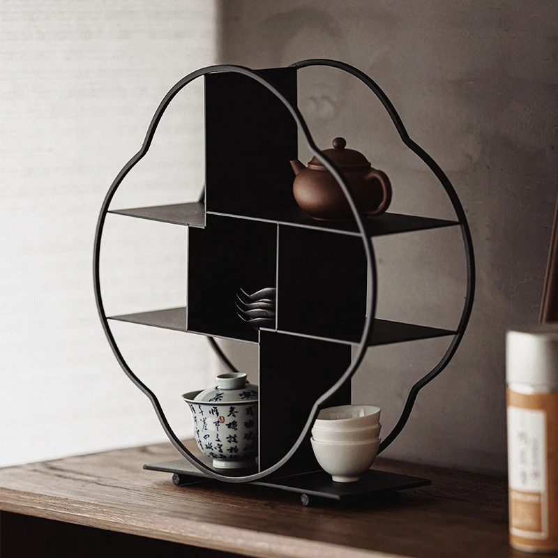 Tieyi tea shed, tea set, teapot, teacup storage rack, new Chinese-style home decoration, model room, bogu rack