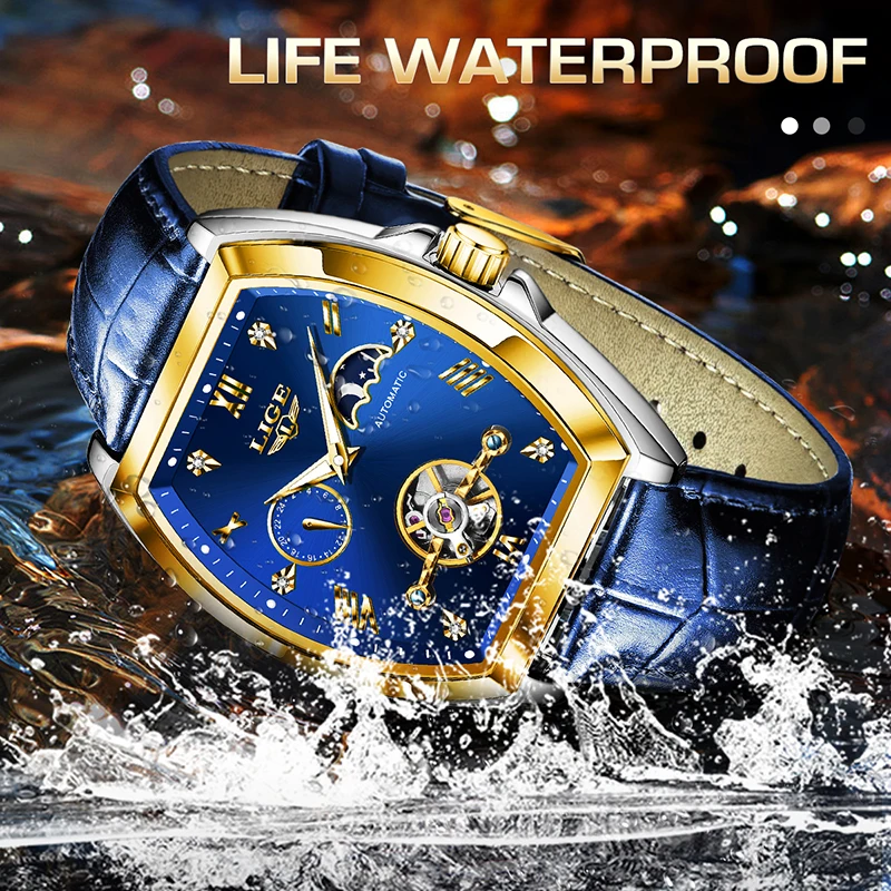 LIGE 2025 ساعات أوتوماتيكية للرجال موضة الأعمال الفاخرة ساعة رجالي مقاوم للماء مضيئة توربيون ساعات المعصم Reloj Hombre #5