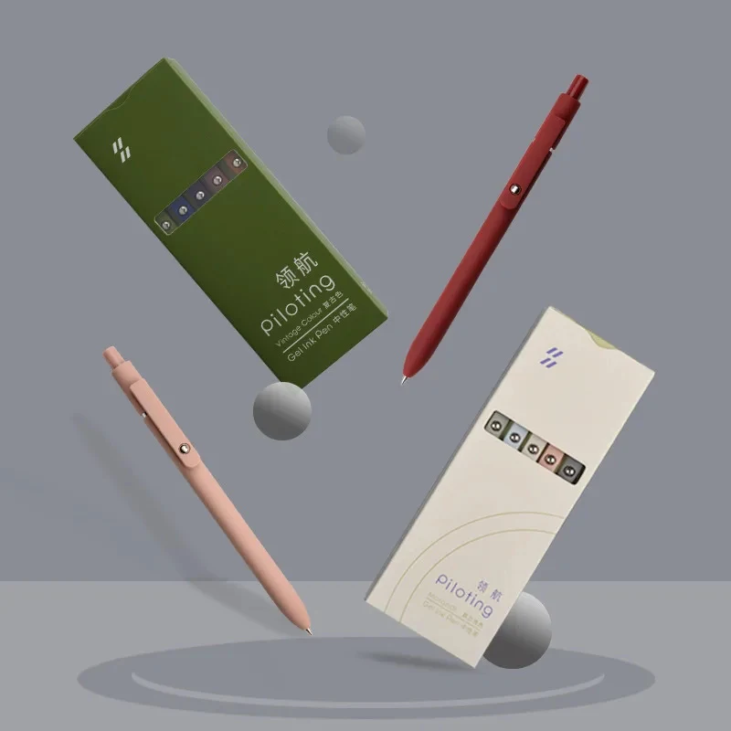 1/5 pz 0.5MM Morandi set di penne Gel ricarica nera scrittura penna a inchiostro Gel per studenti Kawaii Soft Touch cancelleria penna materiale scolastico