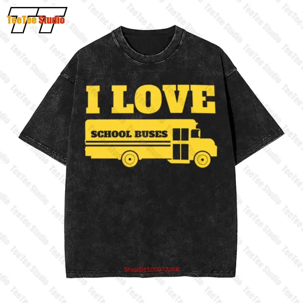 Bus Driver I Love School Buses Vintage Oversized T-Shirt Tee SF0I
