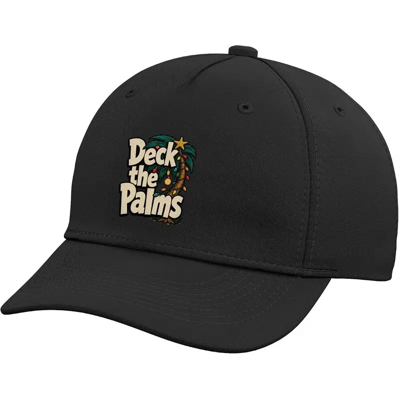 Tropical Christmas Palm Tree Deck the Palms Florida Xmas Adjustable Baseball Hat