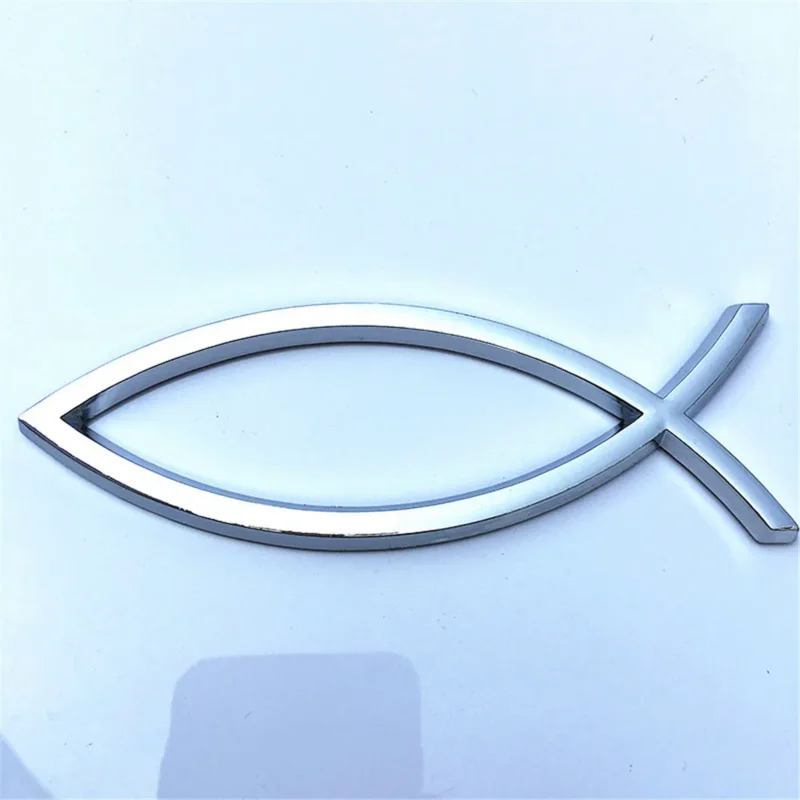 ABS Car Sticker PEACE FAITH Emblem 3D Badge Decal Auto Accessories 1PCS 14x4.5cm JESUS Fish Silver chrome Christian crafts view 4