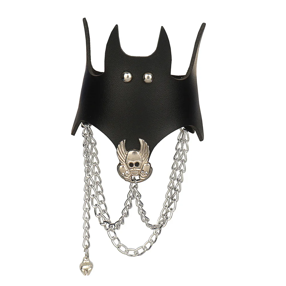 DIEZI Punk Goth Bat Skeleton Wrap Bracelet Women Men Vintage Harajuku Black PU Leather Chain Bracelet Bangles Halloween Jewelry image 5