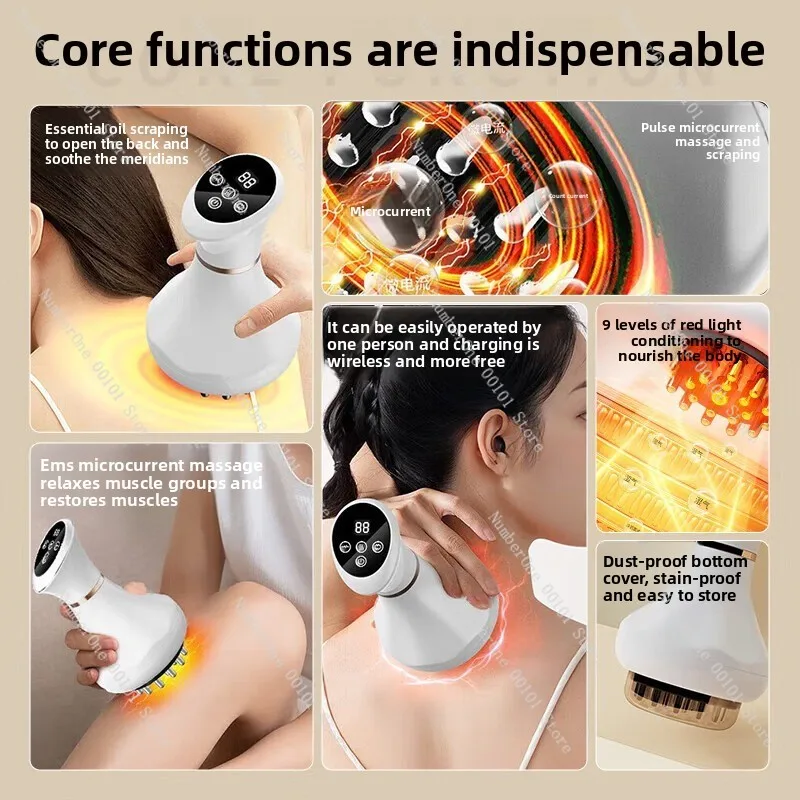 multi-functional heating vibration scraping instrument, wireless design，Unclogging massager, abdominal rubbing instrument
