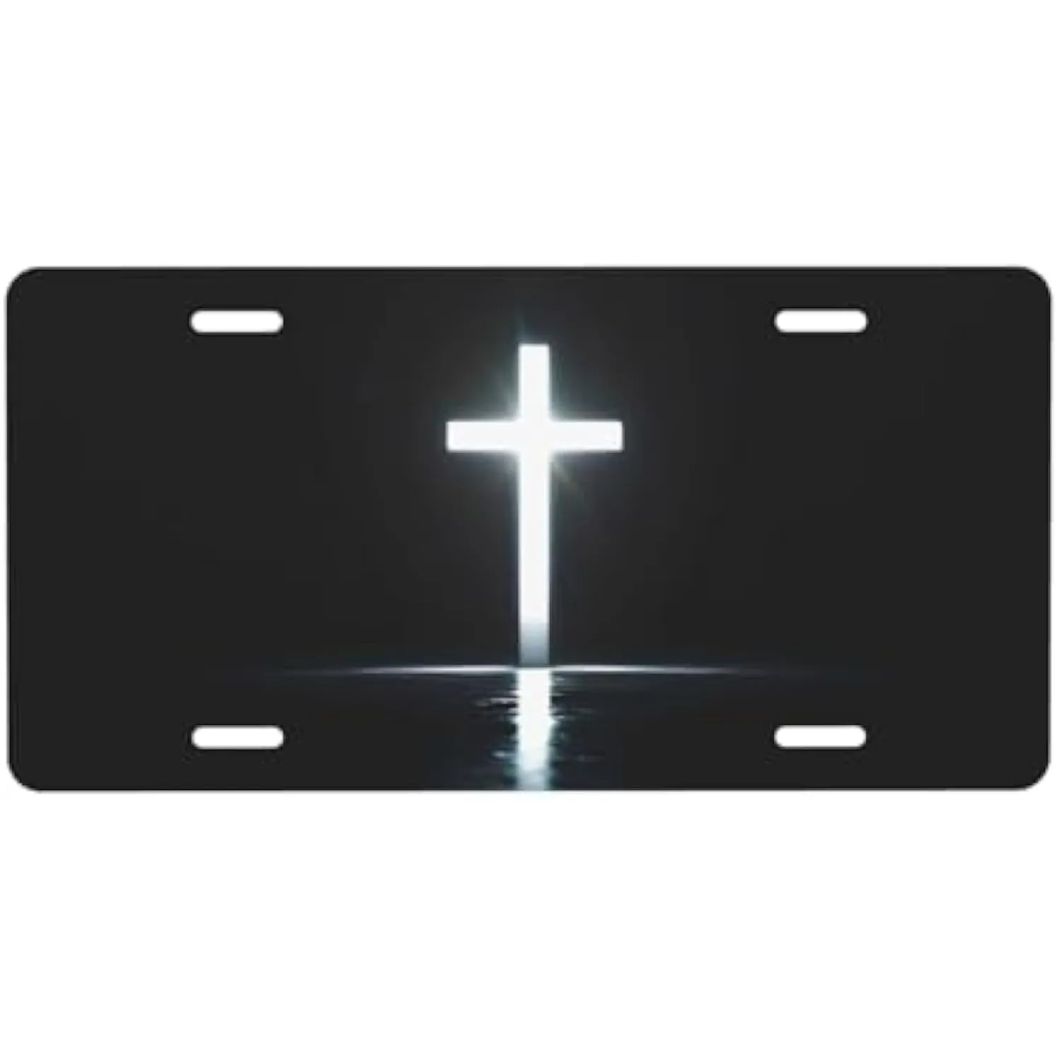 Glowing Christian Cross License Plate Religious Faith Aluminum Inspirational Car Decor