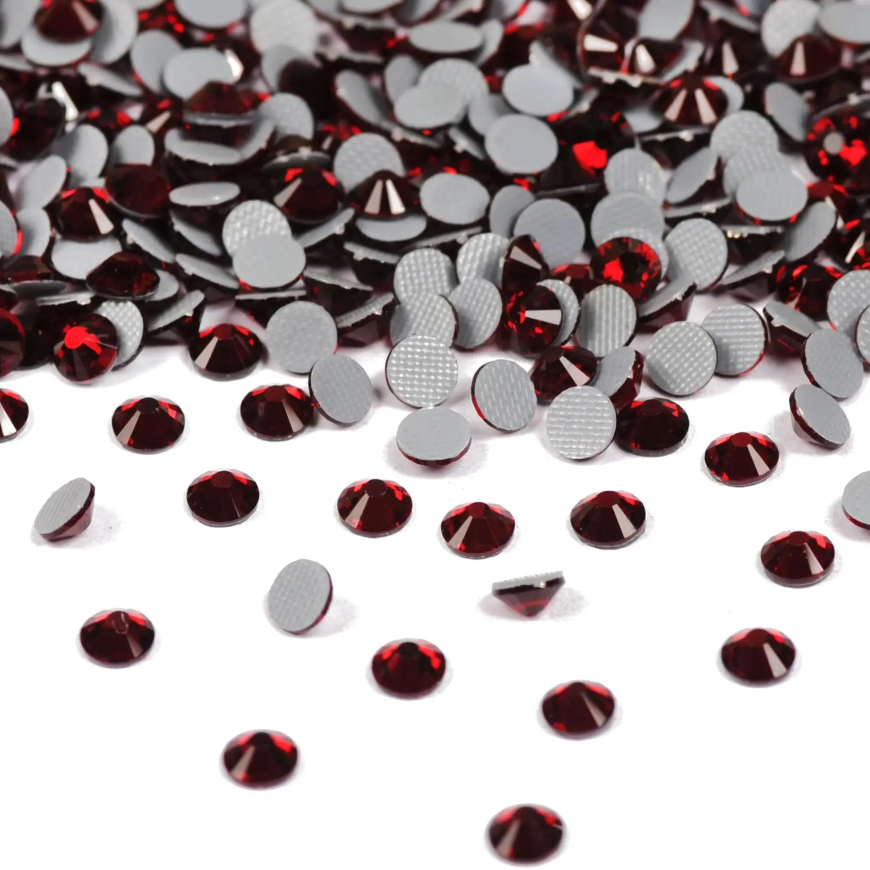 Glass Crystal Stone Strass Iron On Hotfix Rhinestones Dark Siam Flat Back All Sizes Crafts Dress Design for Garment Dress
