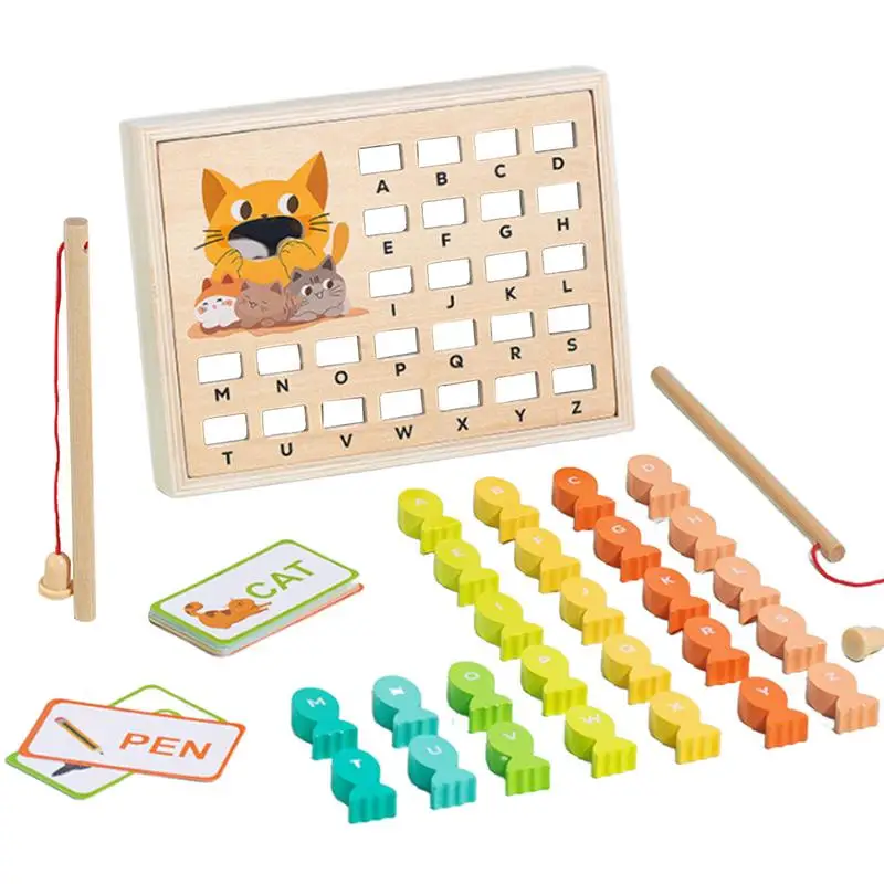 Magnetic Wood Fishing Game Number Fish Catching Counting Games Puzzle Educational Color & Shape Sorter Number Color Sorting