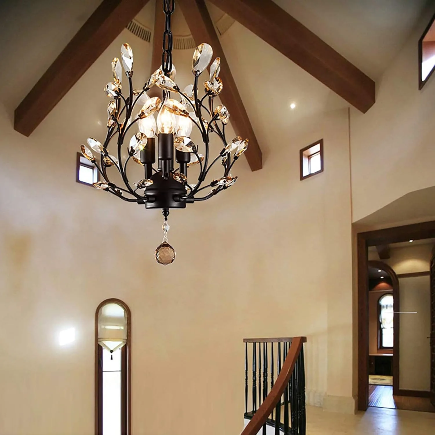 

Crystal Mini Pendant Light Fixture Modern Hanging Kitchen Ceiling Light Fixture,Ceiling Light Fixture for Dining Room Bedroom Kitchen Island Living Room Hallway