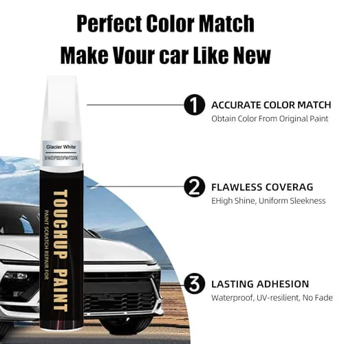 Glacier White(A1AK) Touch Up Paint Compatible with Rivian Exact Match Touch Up Paint Car Scratch Repair