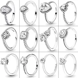 925 Silver Ring Sparkling Crown Ring Celestial Sparkling Star Solitaire Ring  For Women Wedding Gift  Ring Jewelry DIY