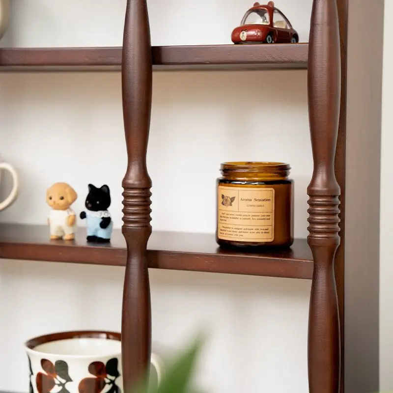 Vintage Wooden Wall Mounted Mug Holder Rustic French Country Coffee Cup Display Rack Kitchen Storage Organizer Perfume Shelf