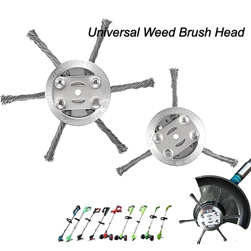 1Pcs 6 inch Universal Weed Brush Head Steel Wire Wheel Grass Trimmer Head Removal Moss Rust Weed Head Replacement Accessories