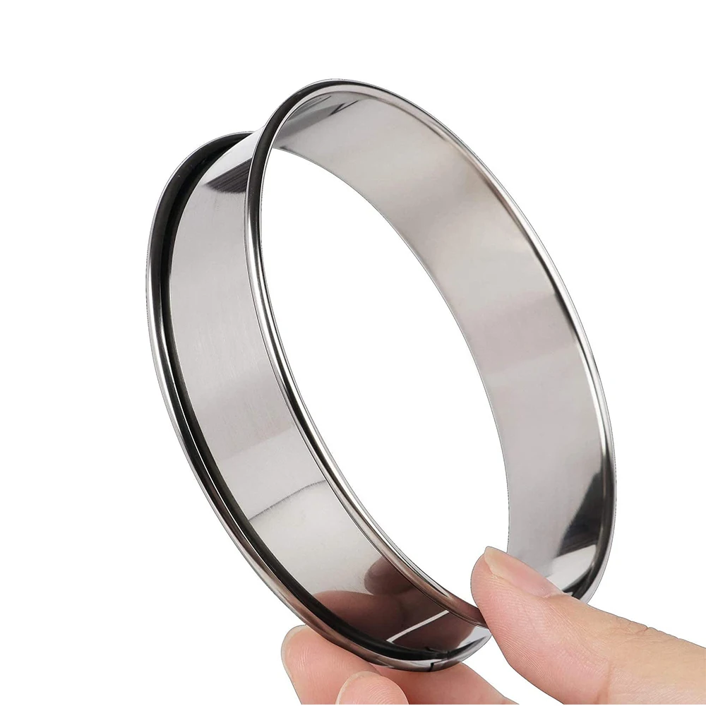 2pcs Stainless Steel Double Rolled Baking Circle Tart Ring Fruit Pie Cake Cookie Molds 10cm 8cm for Kitchen Biscuit Pastry