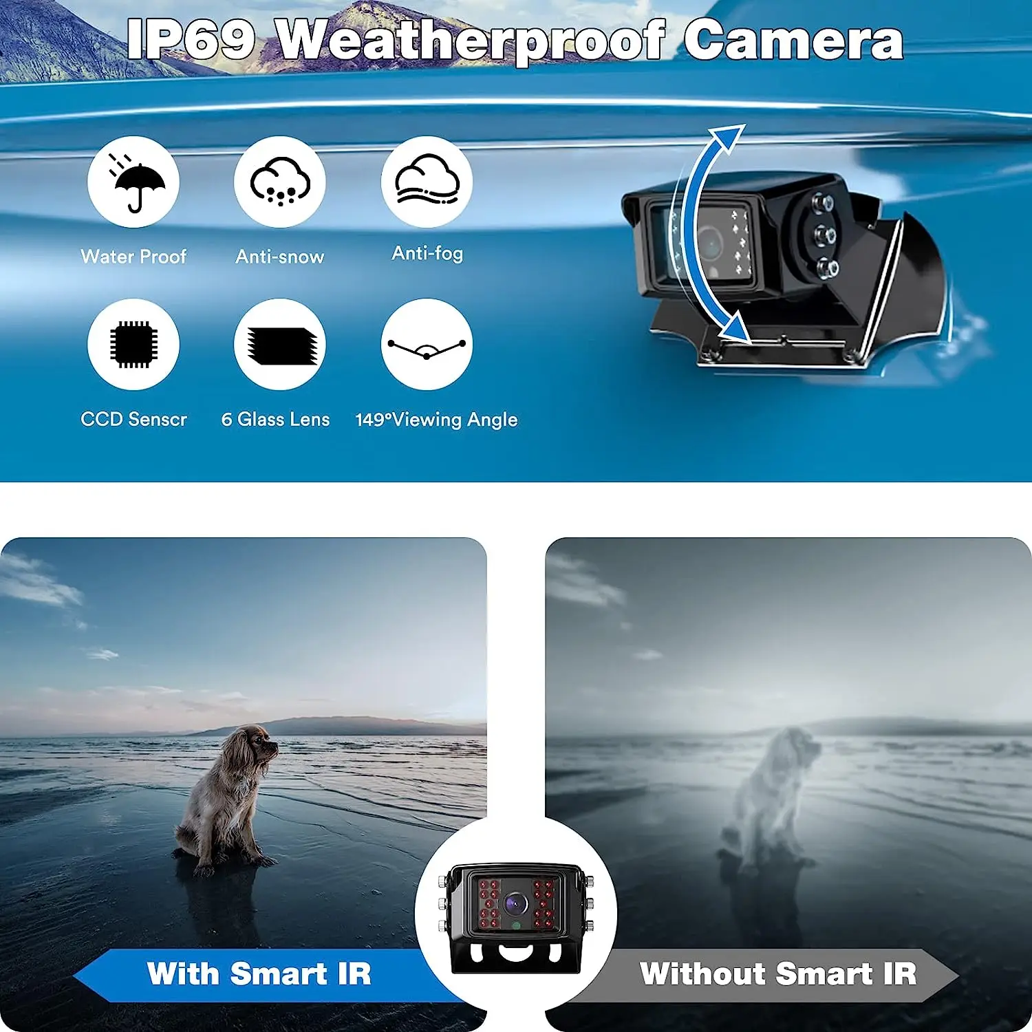 RC Infrared IR CCD HD Vehicle Car Rear View Camera Parking Front Reverse Truck Backup Camera for School Bus Trailer