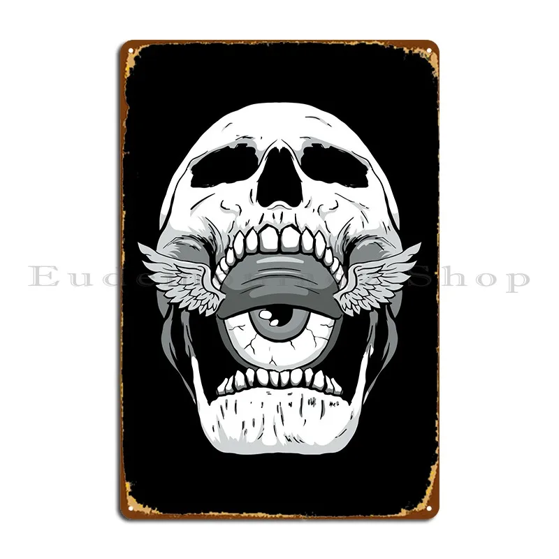 Weirdcore Aesthetic Skull Metal Plaque Poster Wall Cave Kitchen Painting Garage Custom  Tin Sign Poster