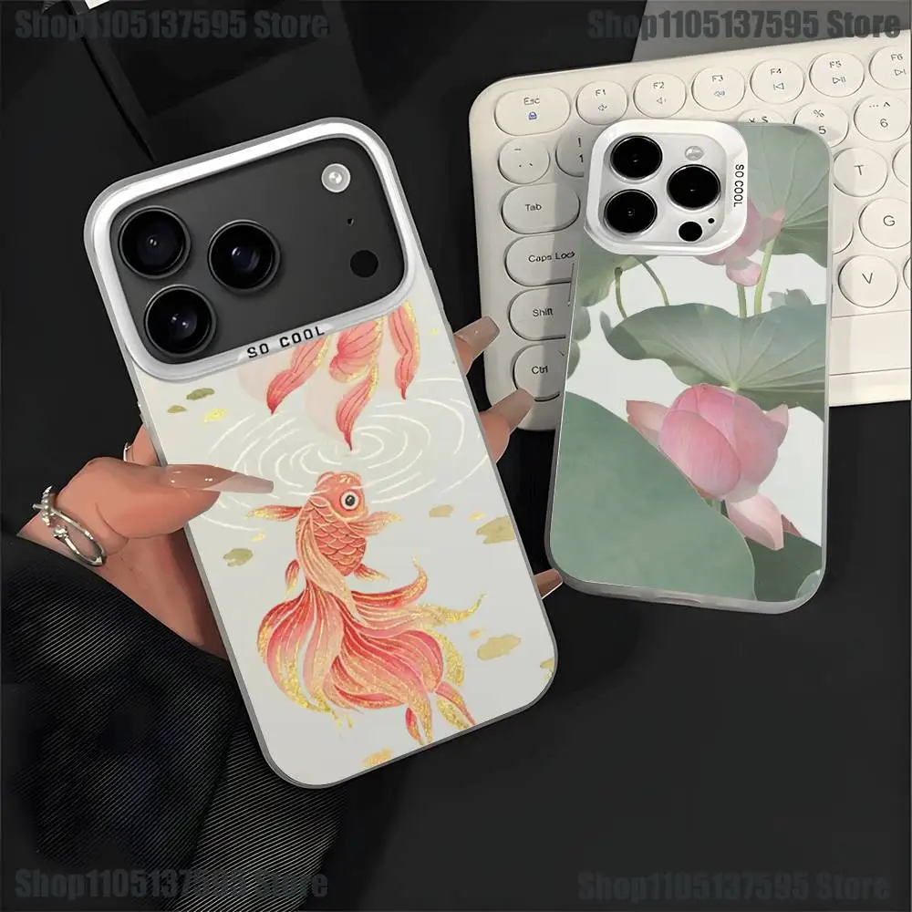 

Peony Lotus Print Design Phone Case For iPhone 17,16,15,14,13,12,11,Pro,XS,Max,Plus,Mini,SE4,E White Matte Shockproof Cover