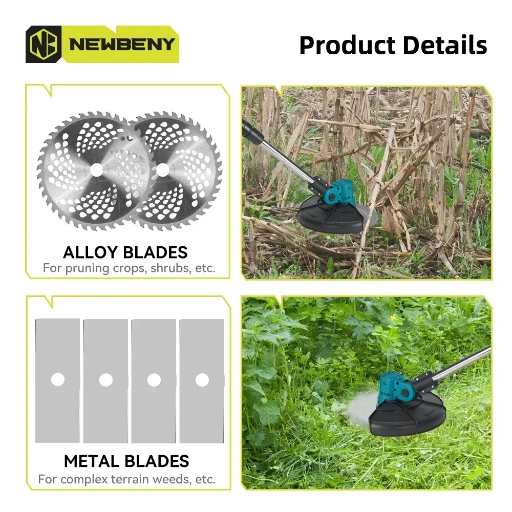 NEWBENY-cortacésped eléctrico sin escobillas, 9 pulgadas, con pantalla Digital, arbustos de jardín inalámbricos, herramientas de deshierbe para