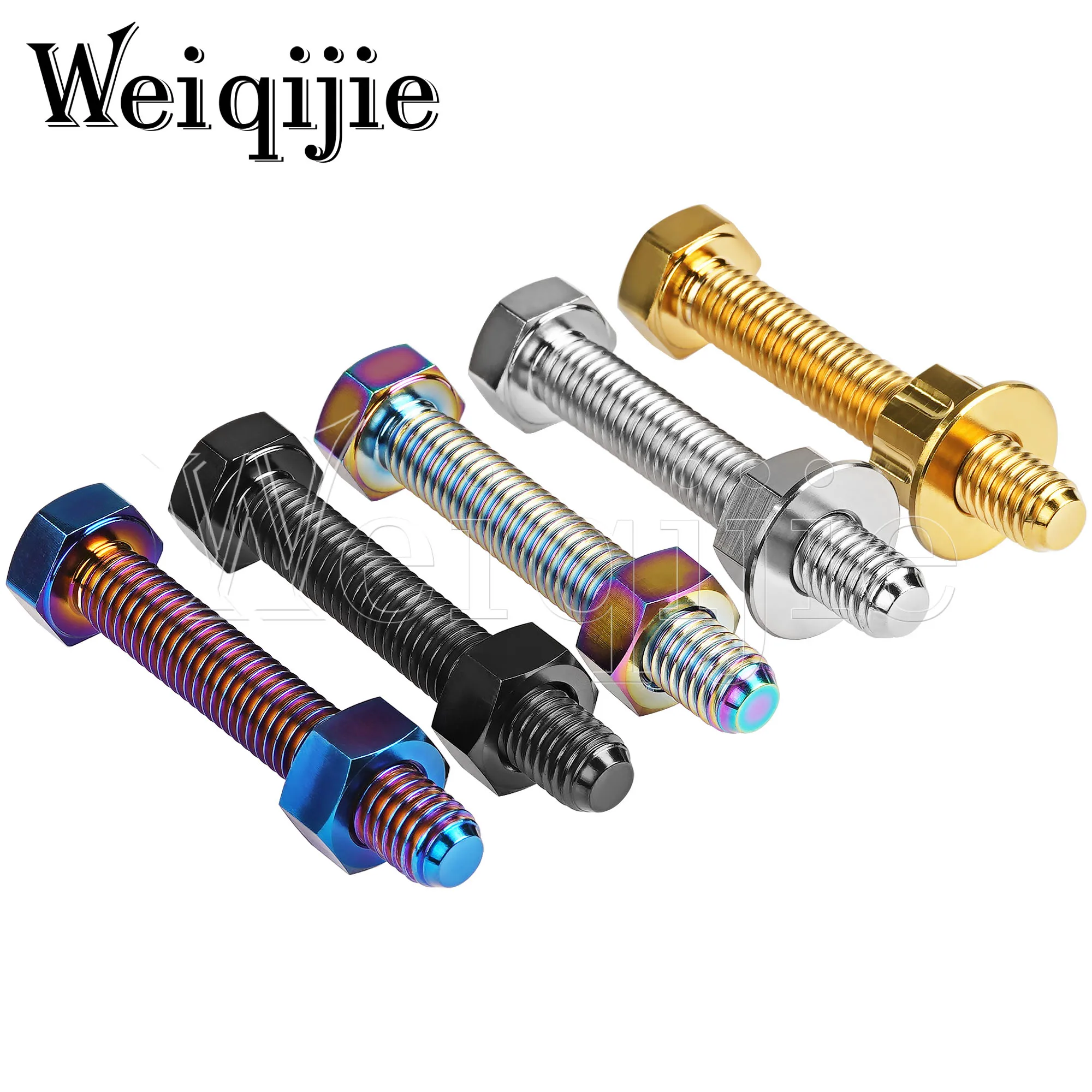 Weiqijie Titanium Bolt M8x50mm Chain Adjuster Bolts Pitch 1.25 Hexagonal Bolt For Bicycle Motorcycle