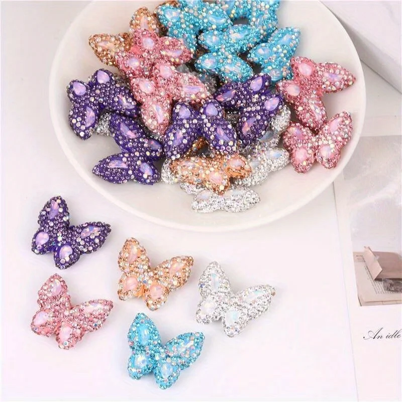 1pcs Butterfly Polymer Clay Beads Straight Hole Moon Glass Rhinestone For Pen Decorate DIY Jewelry Keychain Necklace Making